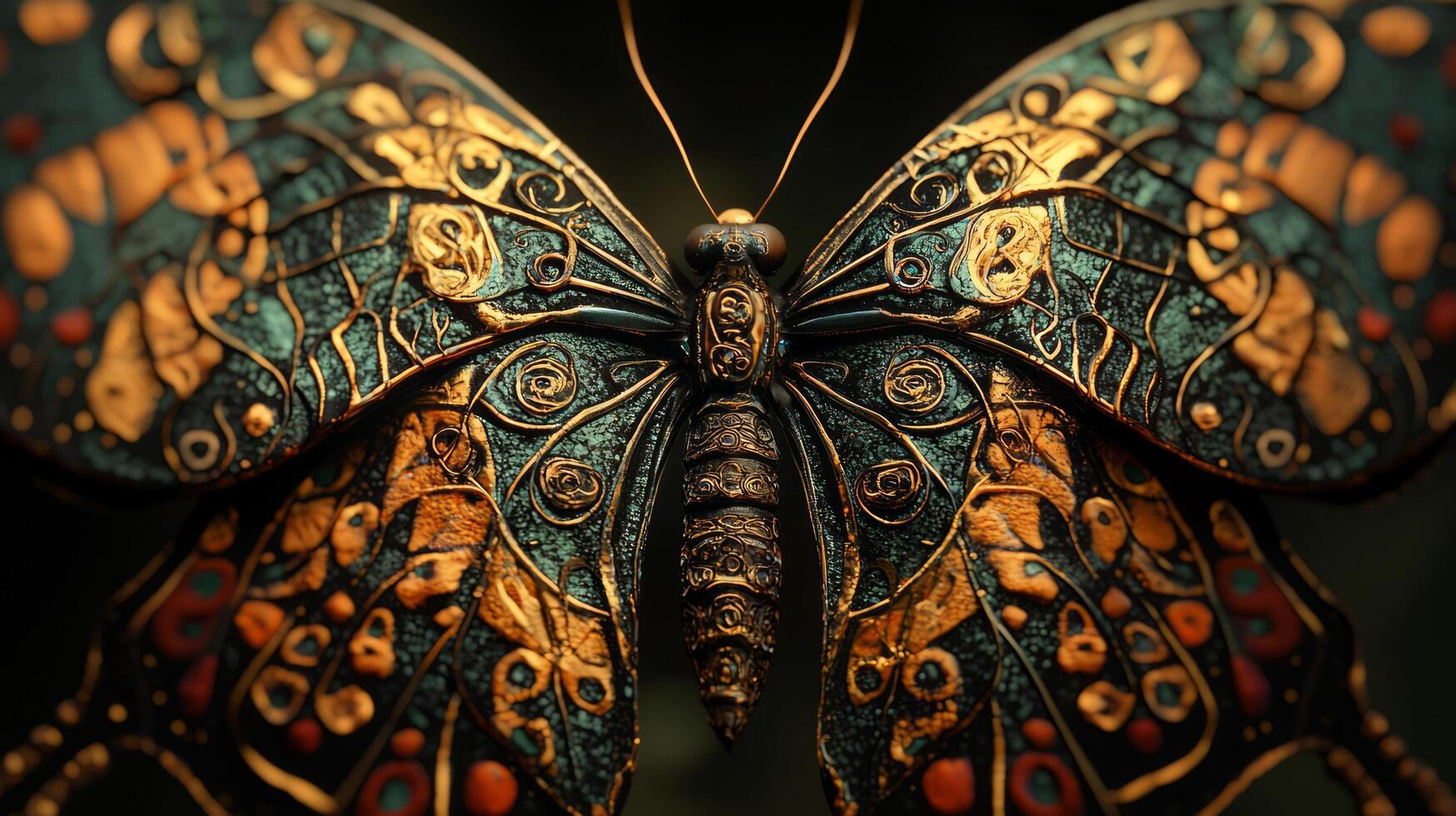 A butterfly with intricate designs on it's wings photo