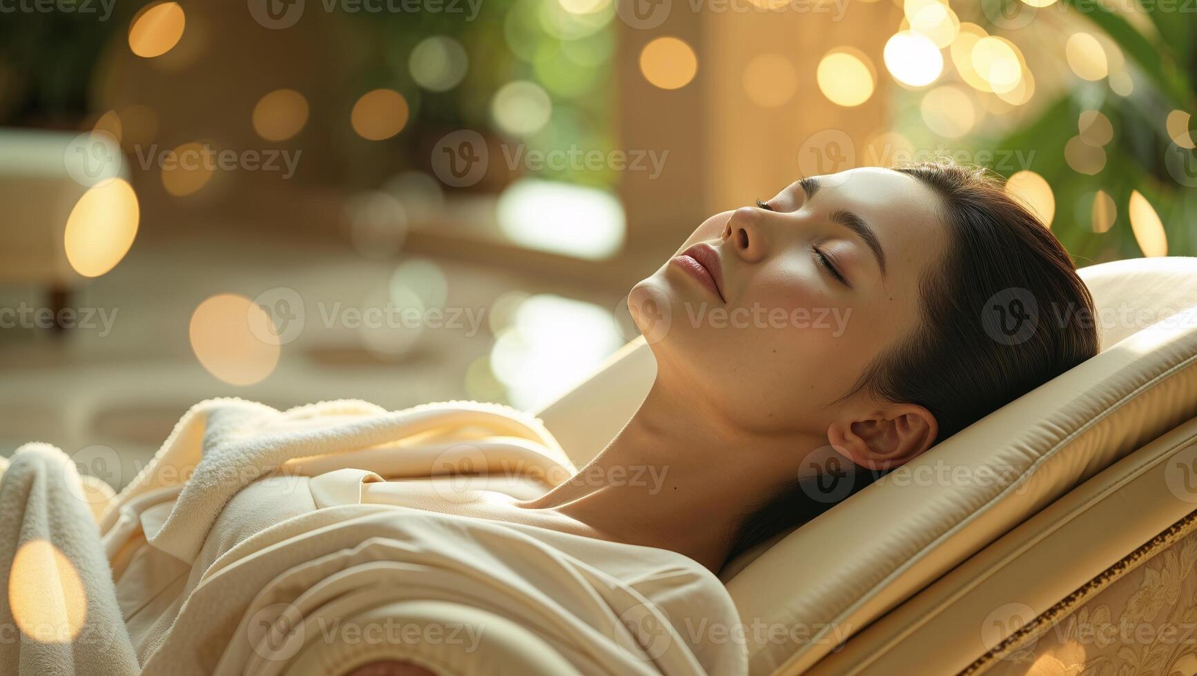 Relaxation and tranquility during a serene moment at a wellness retreat photo