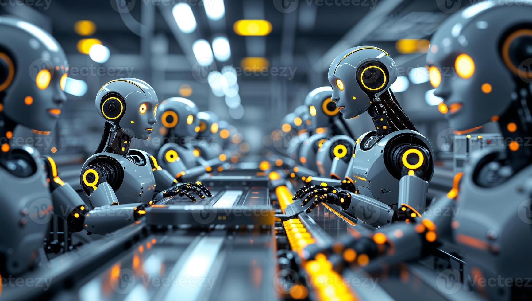 Robotic assembly line displaying advanced manufacturing technology and automation in a modern facility photo