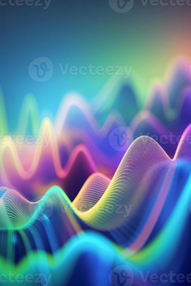 Wave patterns display vibrant colors and smooth gradients in an abstract digital artwork created for a modern aesthetic photo
