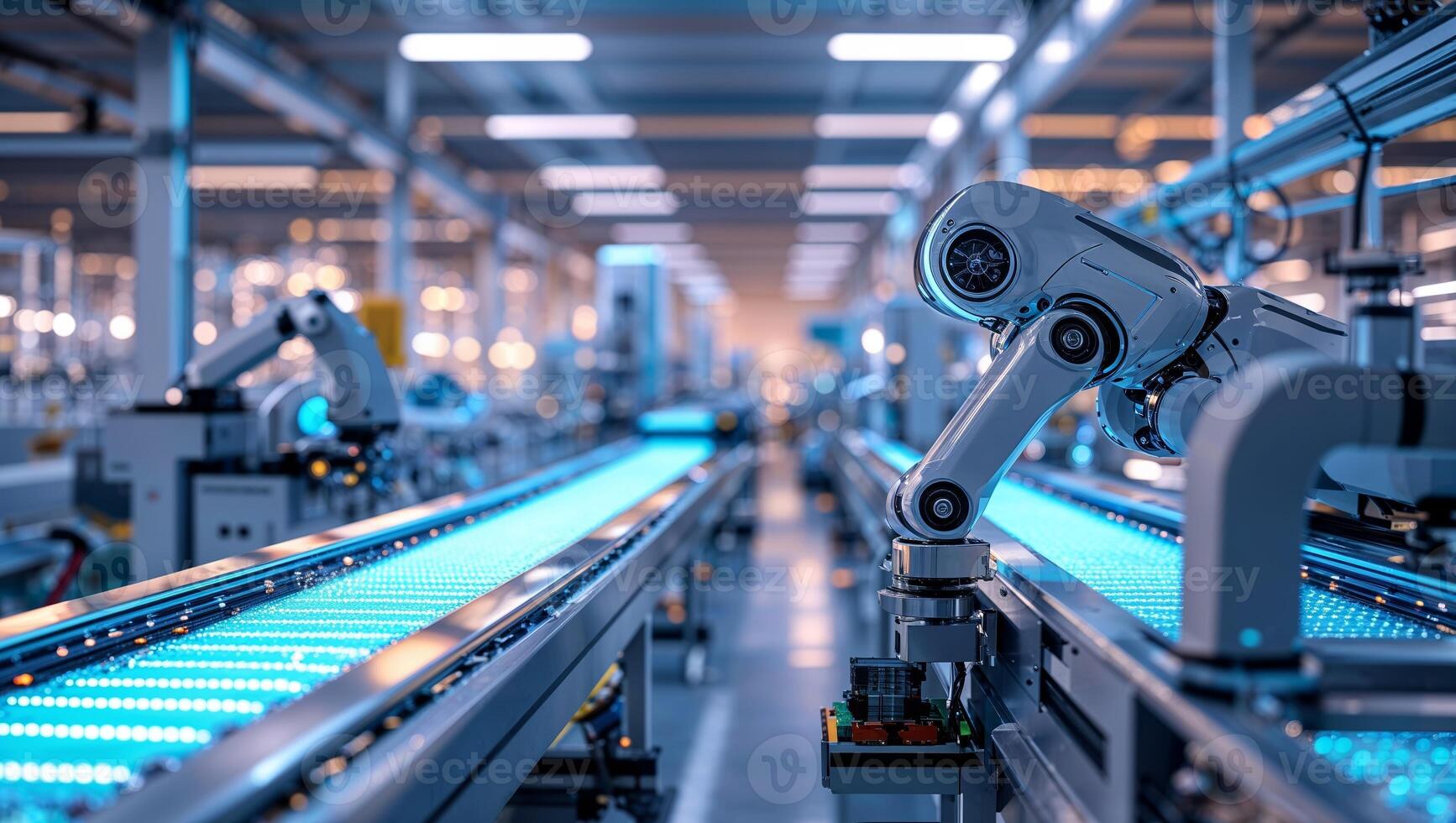 Advanced robotic automation enhances efficiency in modern manufacturing facility during daytime photo