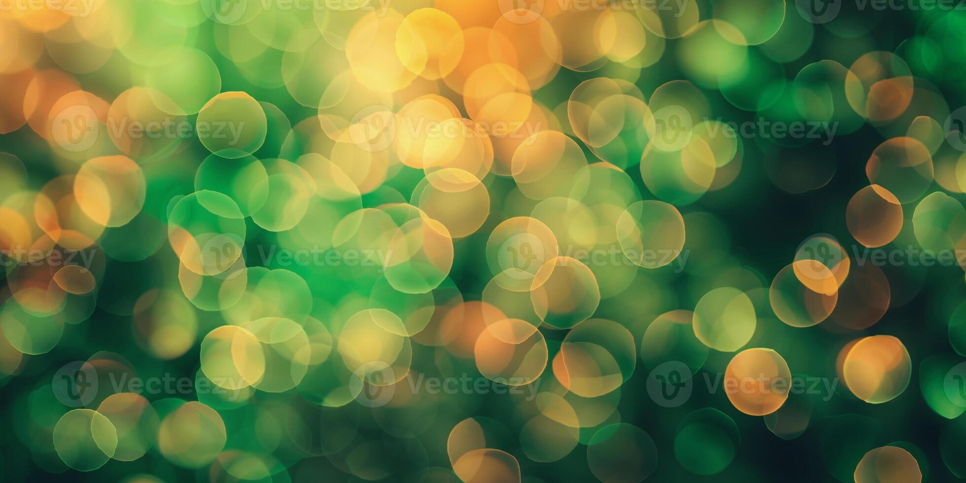 Soft bokeh lights create an enchanting atmosphere in a natural green setting during twilight hours photo
