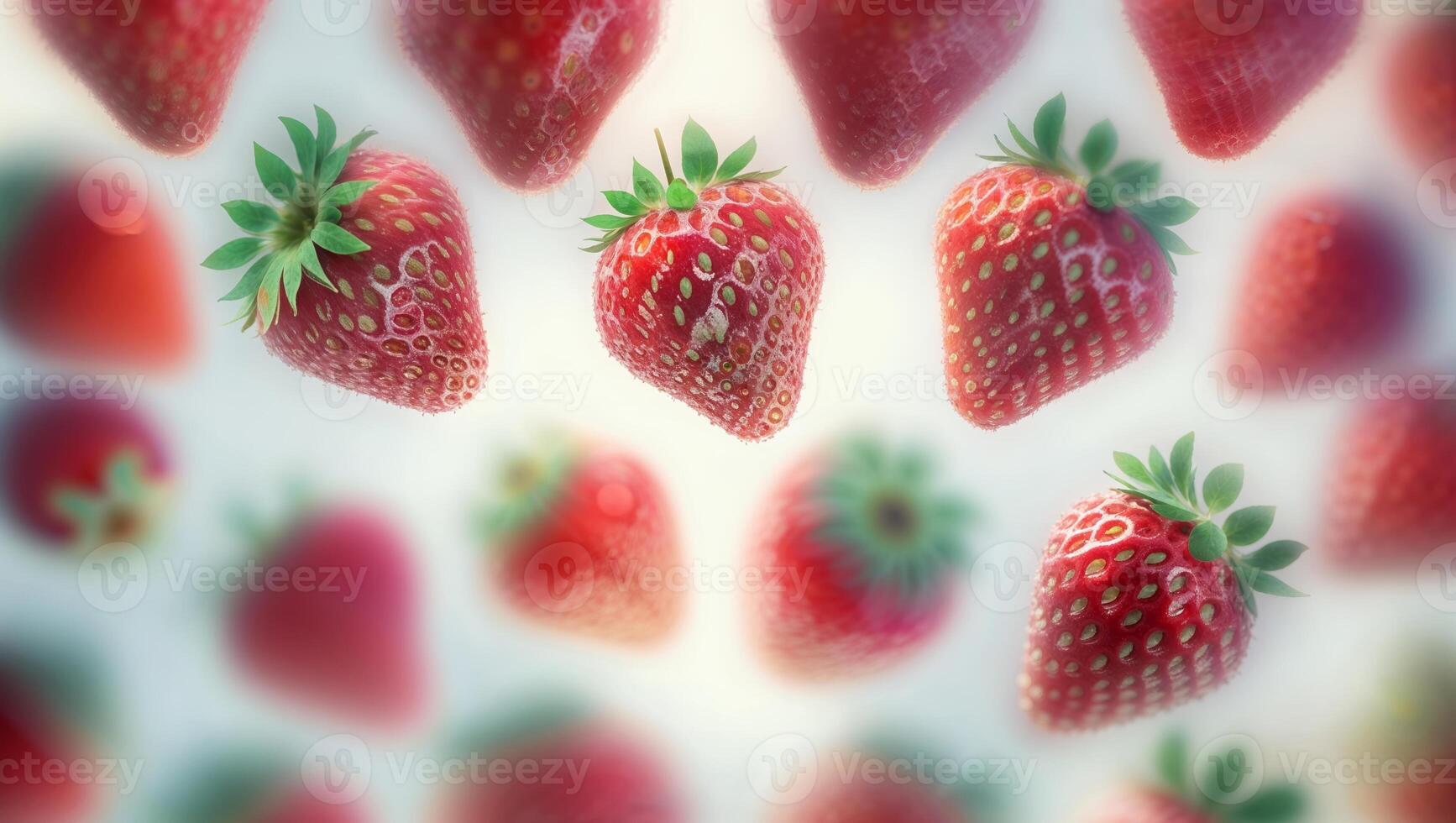 Fresh strawberries arranged beautifully on a soft background showcasing their vibrant color and texture photo
