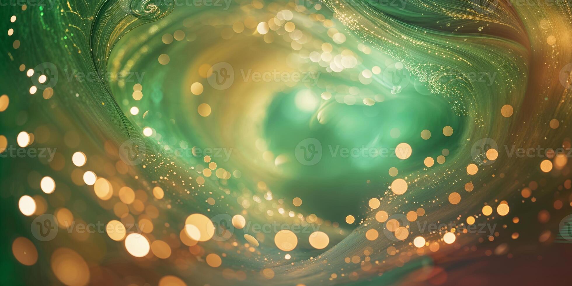 Swirling patterns of green and gold create a mesmerizing visual effect in an abstract design photo