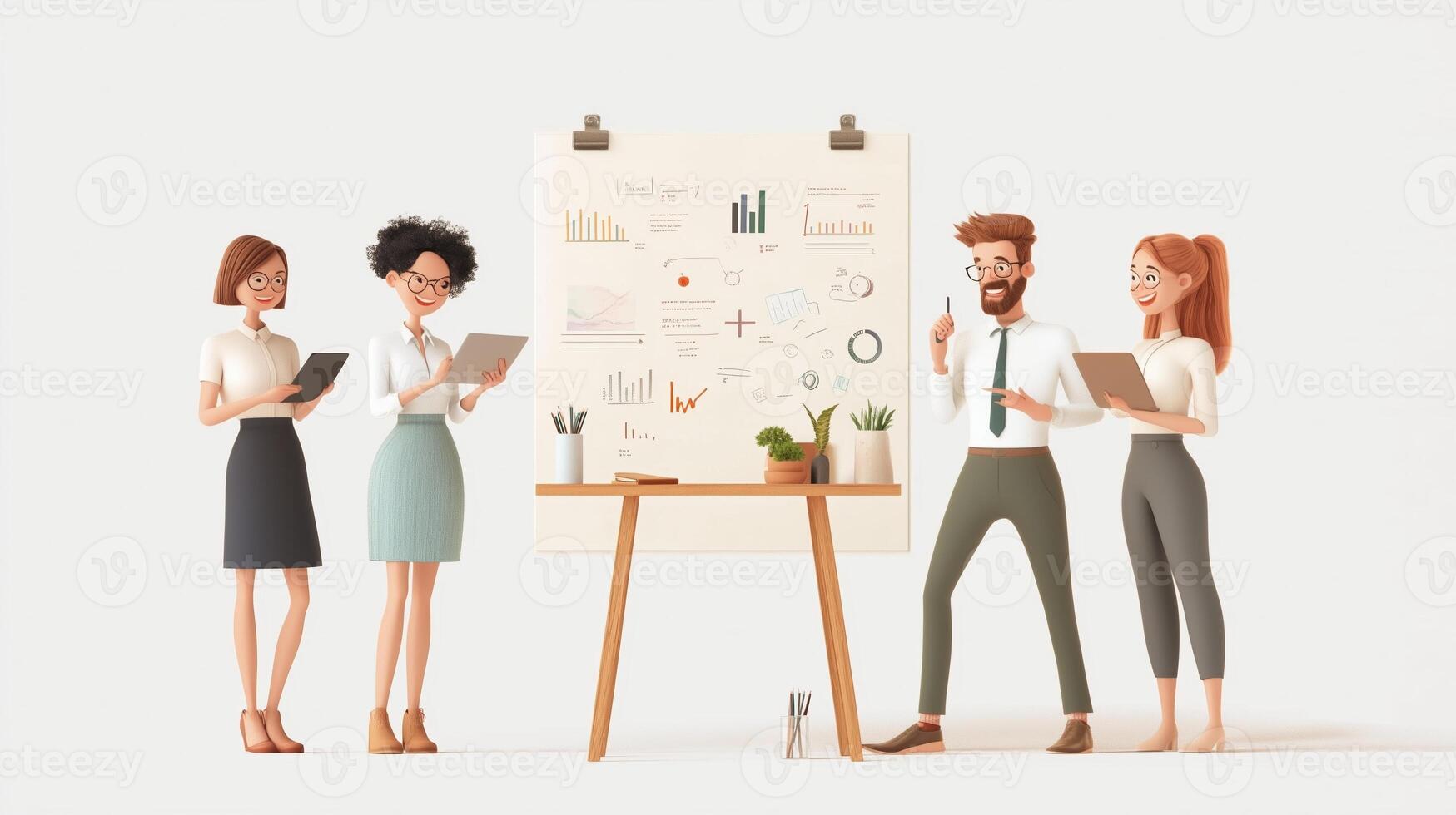 Team collaboration during a presentation in a modern office environment photo