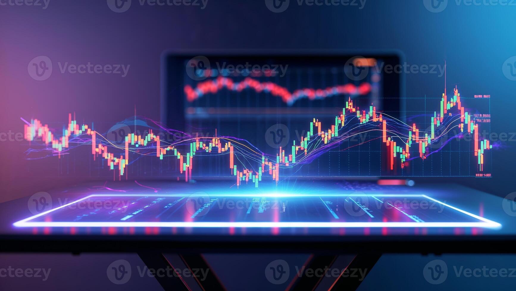 Traders analyze financial data on an interactive digital interface in a modern office setting photo