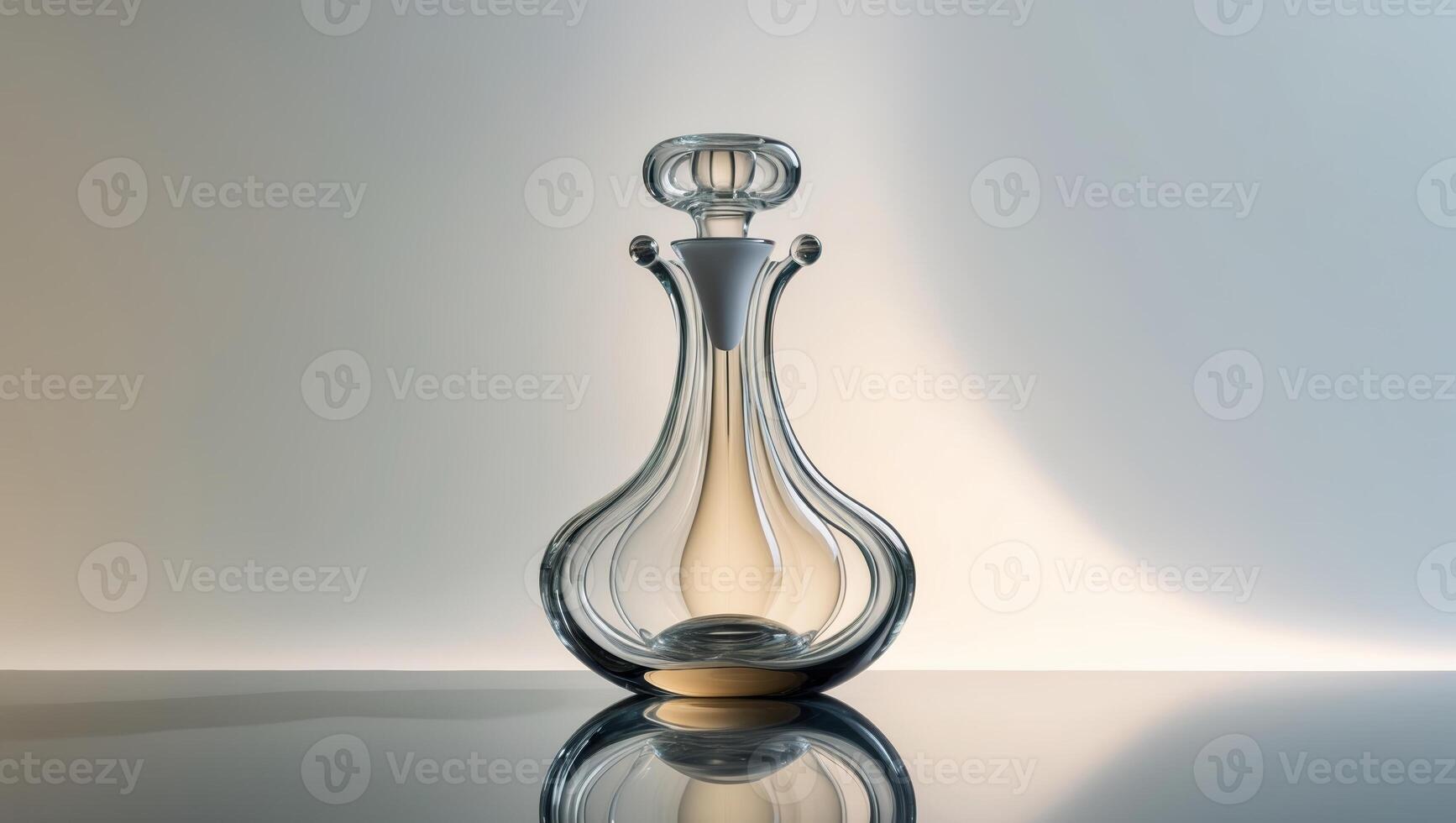 Elegant glass decanter showcases refined craftsmanship and timeless design in a minimalist setting photo