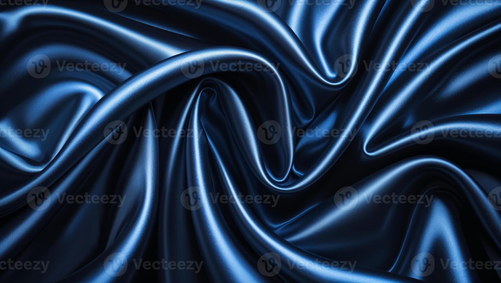 Elegant royal blue satin fabric draping elegantly with soft folds and reflections under gentle light photo