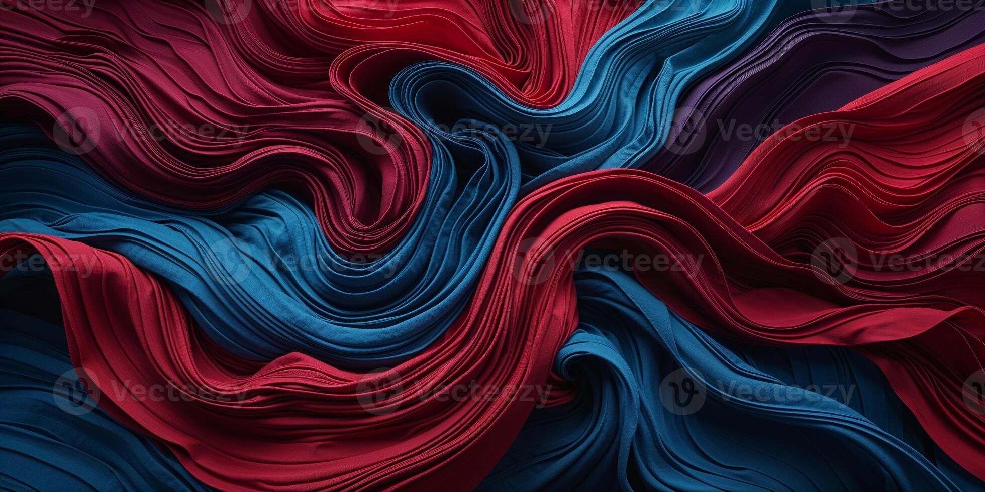 Colorful wave of fabric folds showcasing intricate textures and patterns in vibrant hues photo
