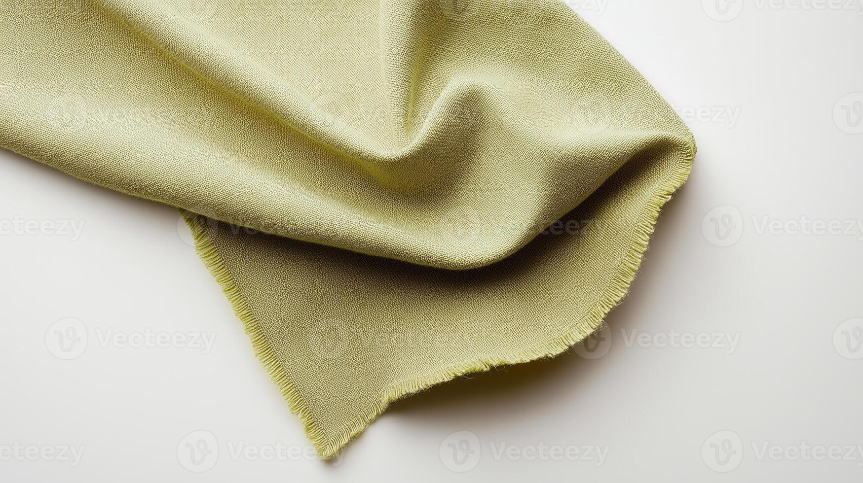 Soft green fabric draped elegantly on a light background, showcasing its texture and color nuances photo
