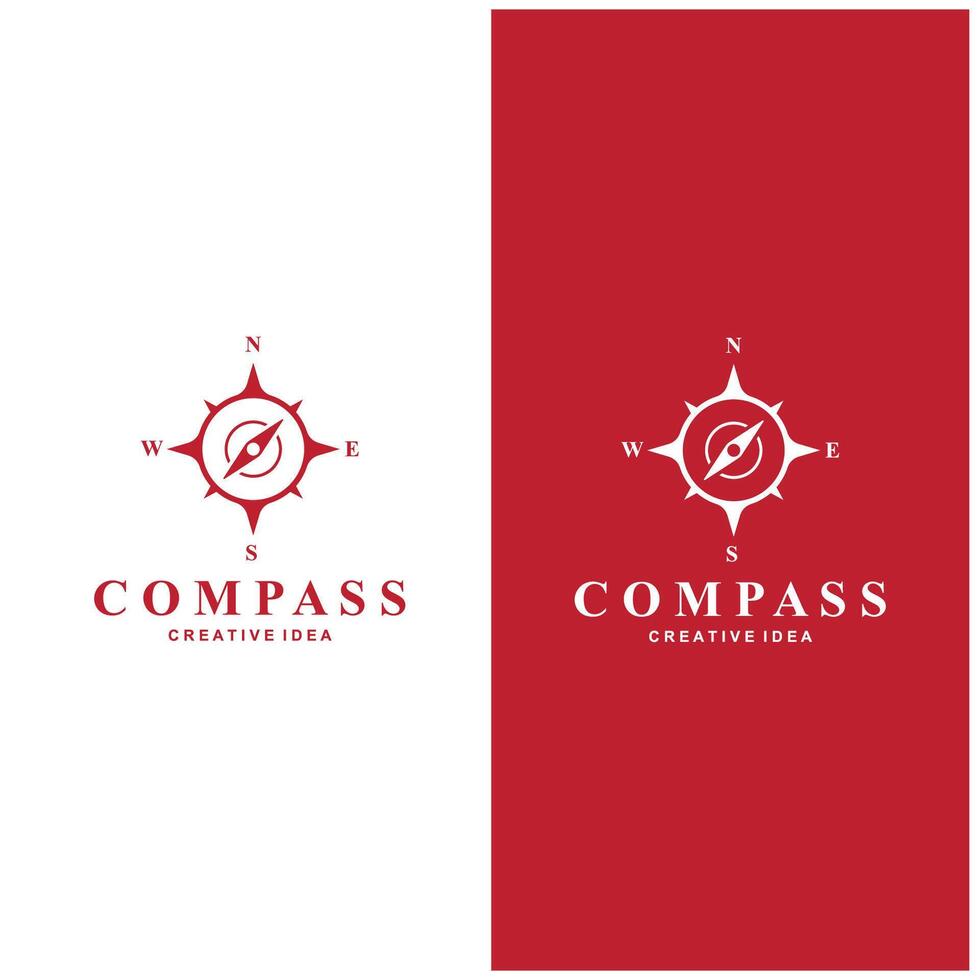 compass logo design with red vector