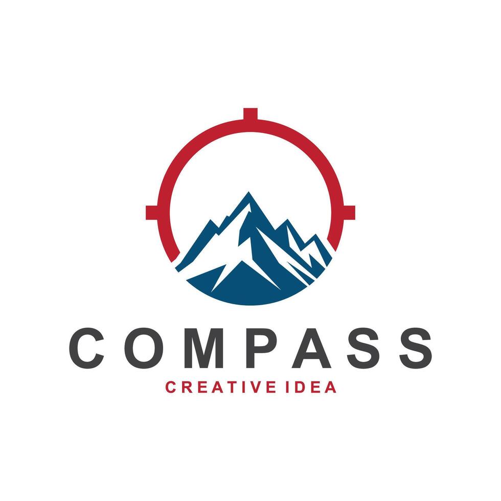 the compass logo is a mountain and a cross vector