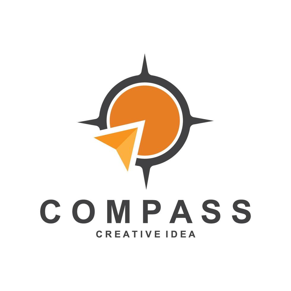 compass creative idea logo design illustration with ,ountain style vector
