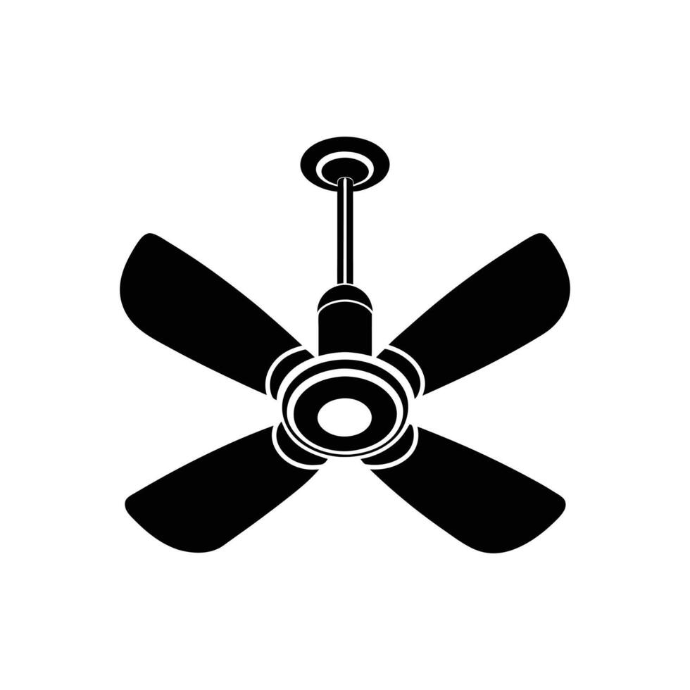 Fan icon illustration with propeller blades on black and white backgrounds vector