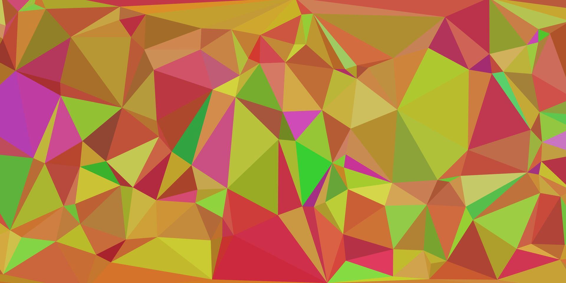 A vibrant abstract geometric background with multicolored triangular shapes in shades of red, green, yellow, and orange. vector