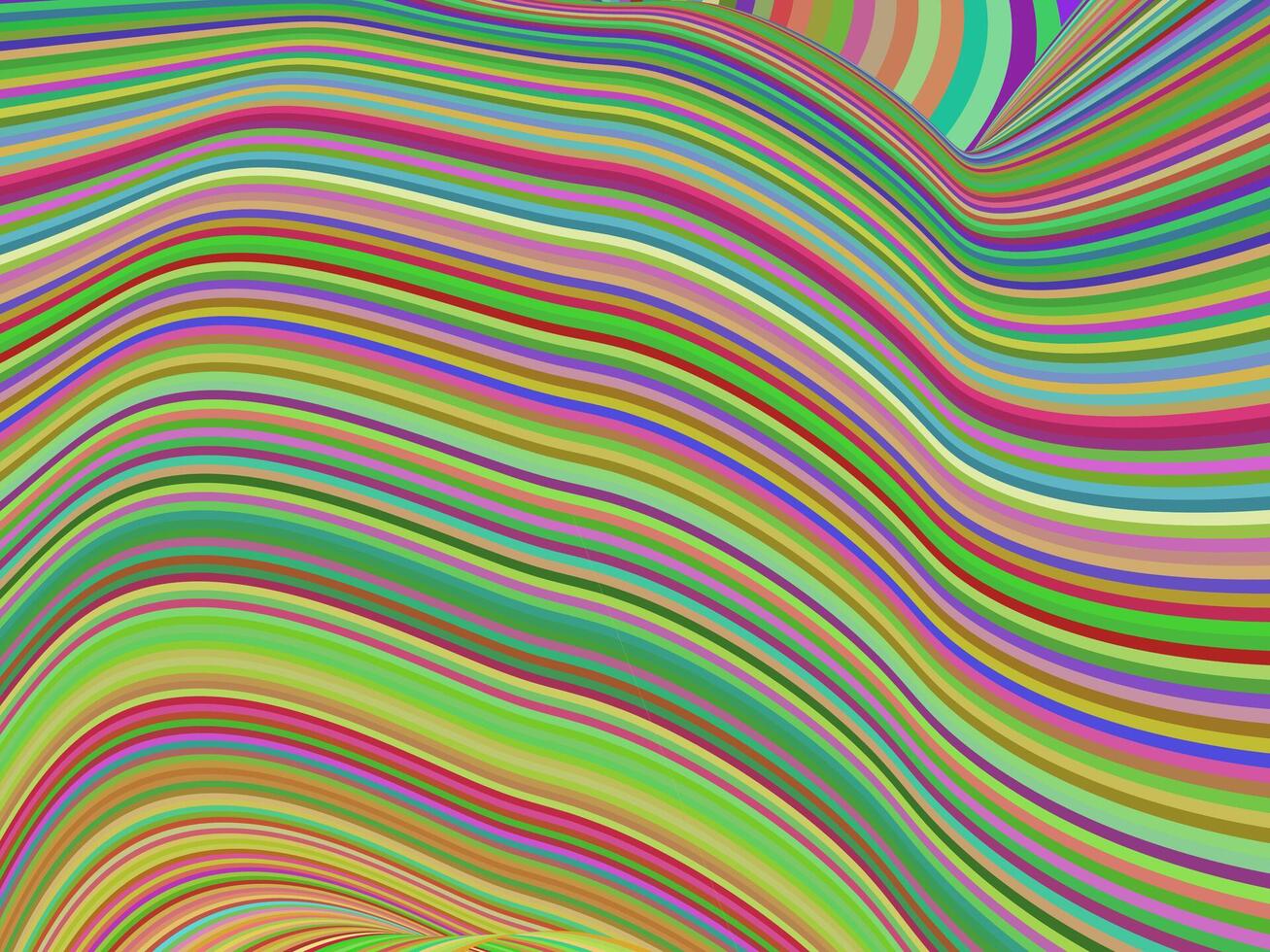 A vibrant abstract digital artwork with wavy, multicolored stripes flowing harmoniously, creating a mesmerizing sense of movement and depth. vector