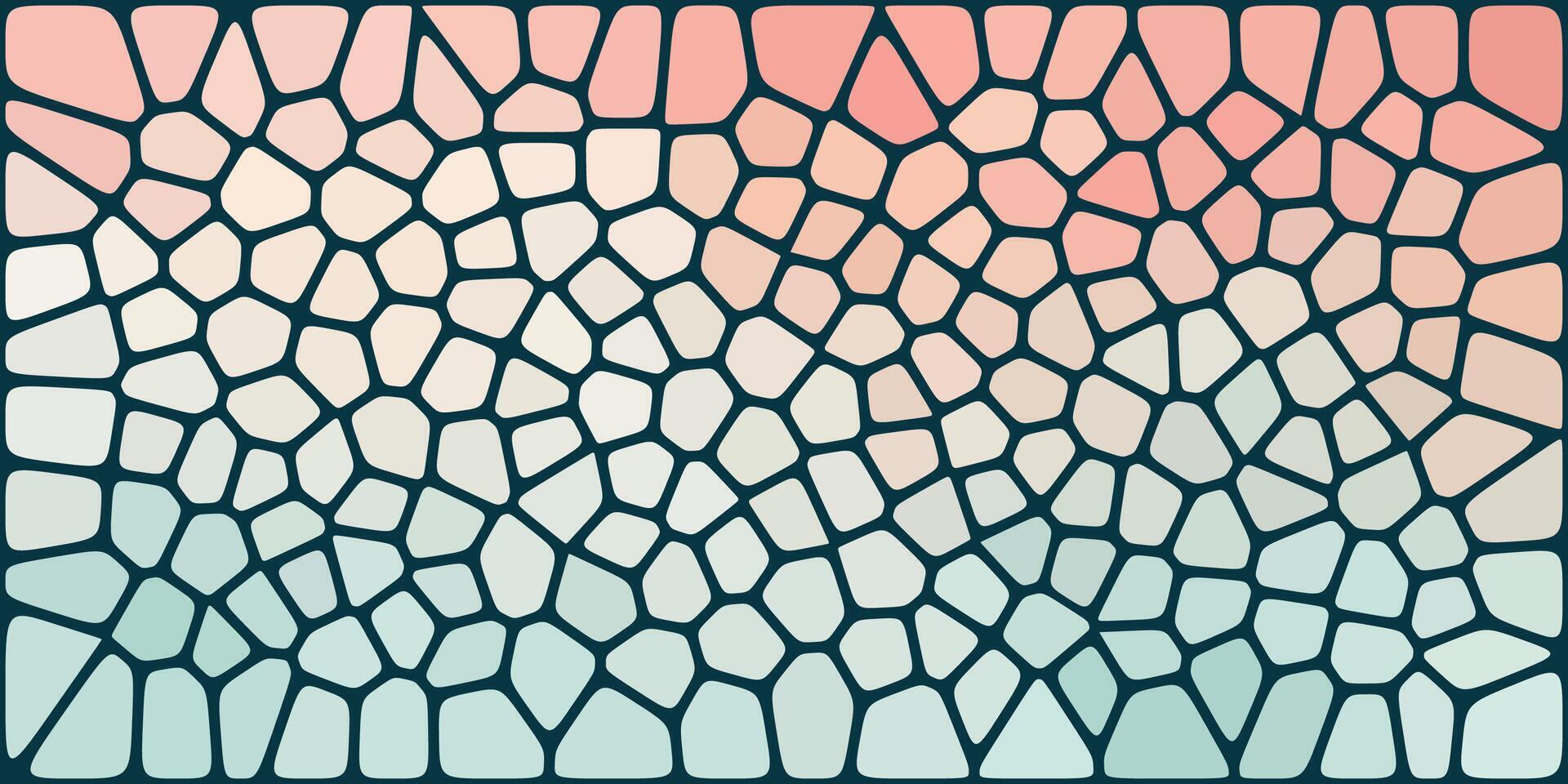 A mosaic pattern with irregular polygonal shapes, featuring a gradient from soft pink to light blue, creating a modern, abstract aesthetic. vector