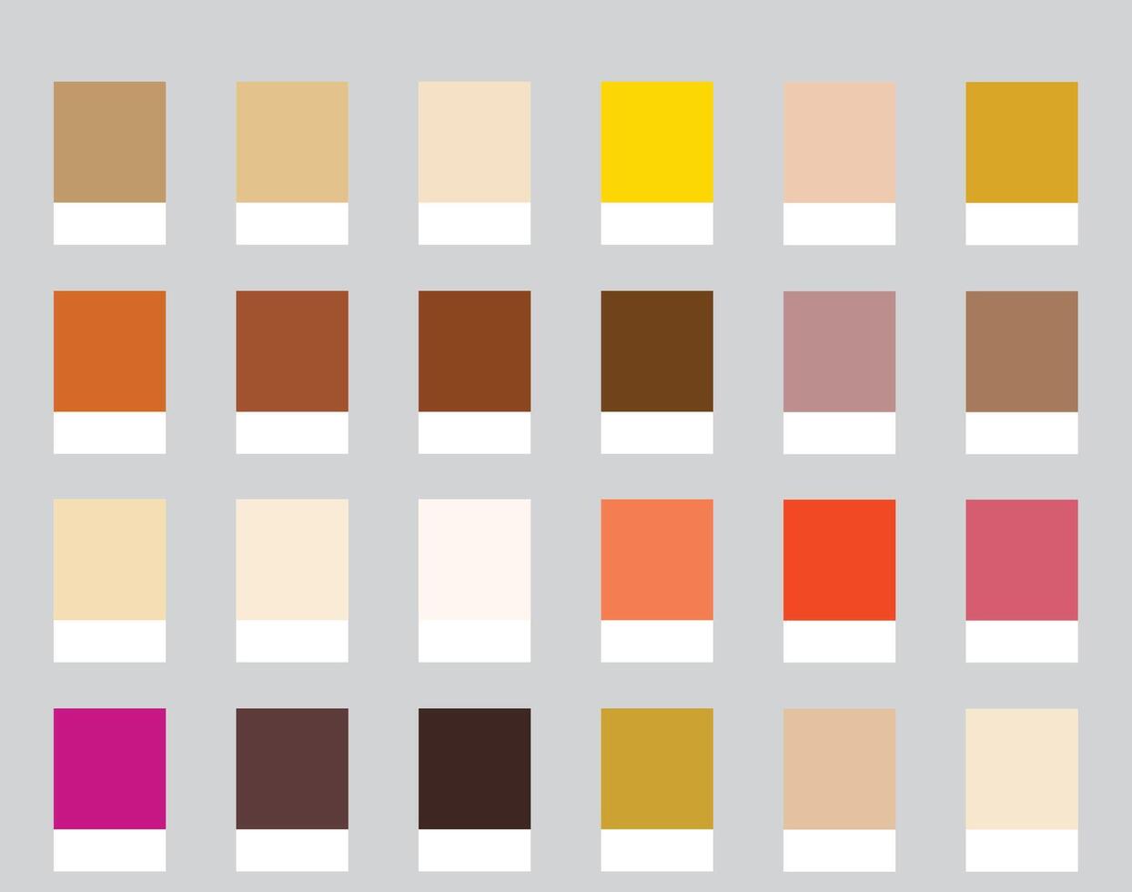 Color Palettes 24 Warm Colours of Desert Mirage - Earthy, Golden, Deep, Bright Colors - Colour Scheme and Combinations vector