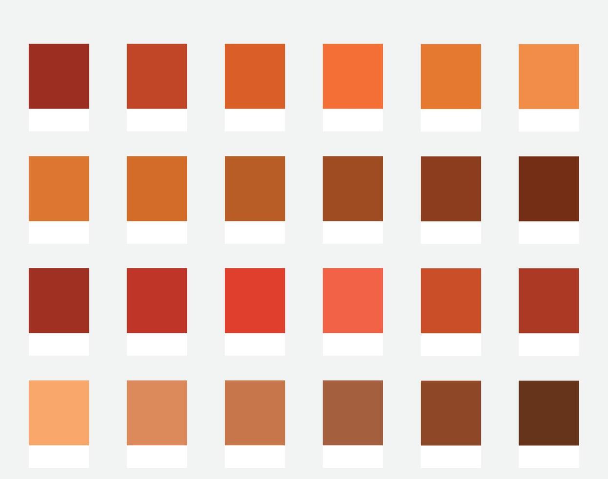 Color Palettes 24 Warm Shades of Autumn or Fall - Red, Brown, Bright Colors - Colour Scheme and Combinations vector