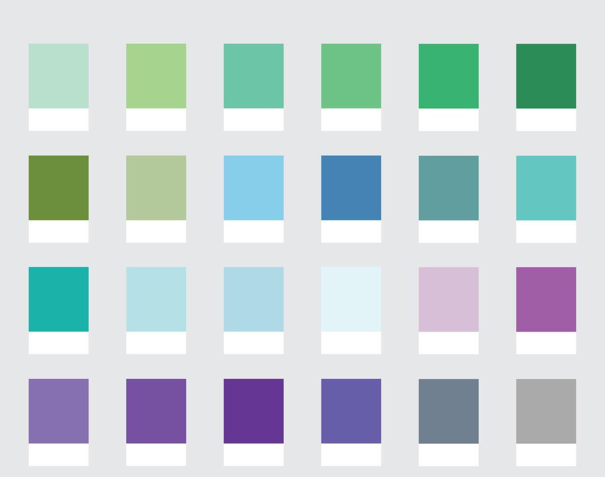 Color Palettes 24 Cool Shades of Spring - Blue, Green, Purple, Bright Colors - Colour Scheme and Combinations vector