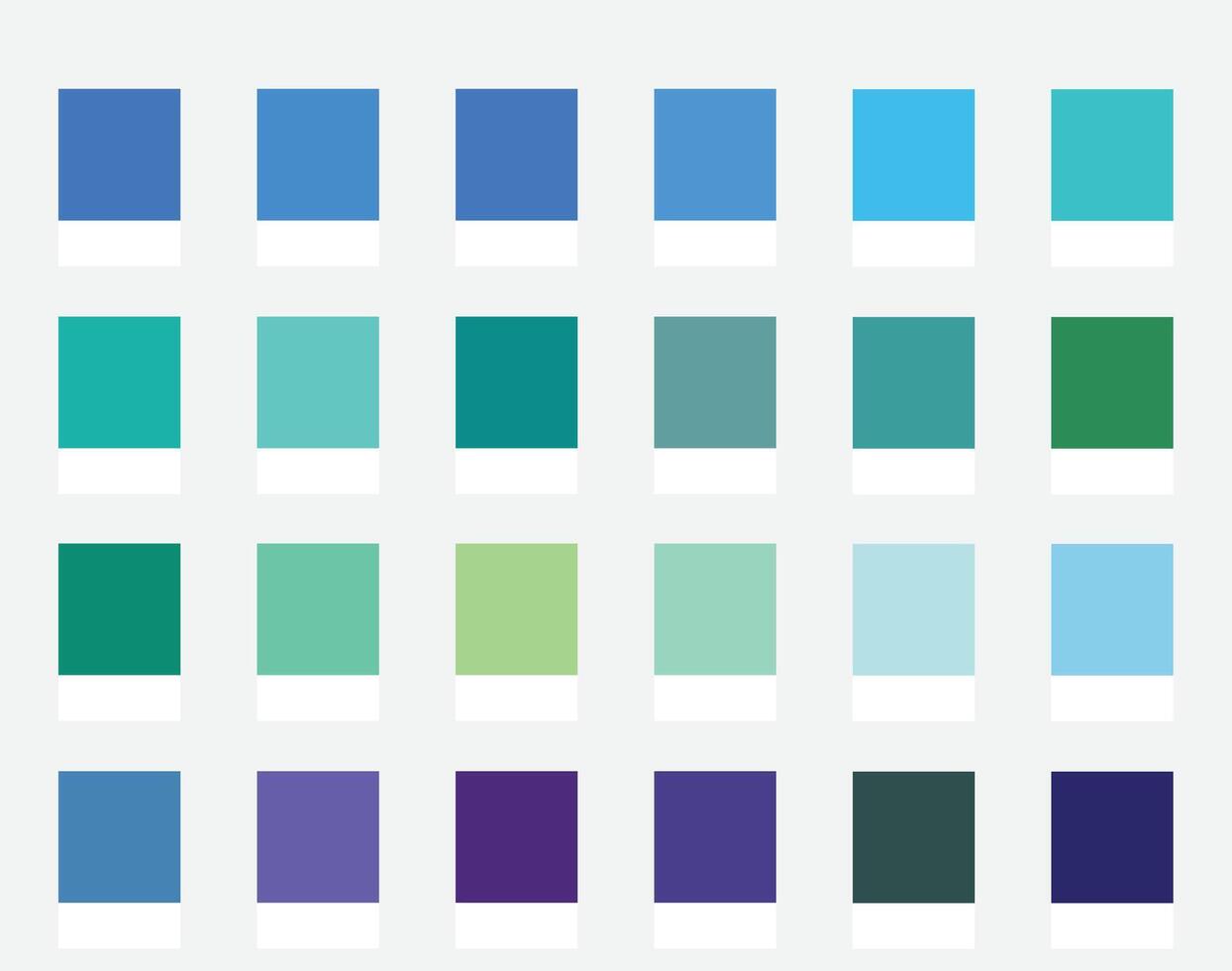 Color Palettes 24 Cool Shades of Summer - Blue, Green, Purple Colors - Colour Scheme and Combinations vector