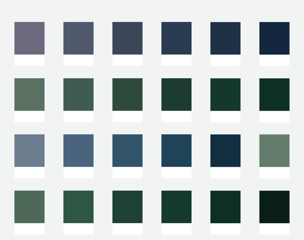 Color Palettes 24 Cool Shades of Autumn or Fall - Purple, Green, Deep Colors - Colour Scheme and Combinations vector