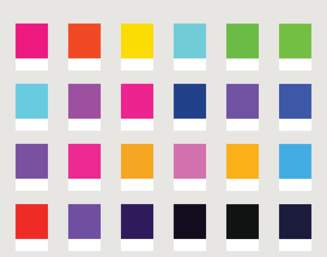 Color Palette 24 Colors of Cyberpunk Neon - Colorful Futuristic Glowing, Deep, Electric Colors- Colour Swatches and Combinations vector