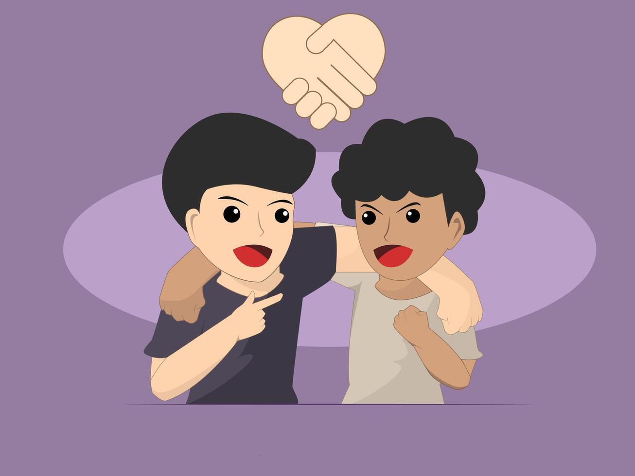 Wholesome and Playful Illustration of Two Close Friends Celebrating Their Unbreakable Connection vector