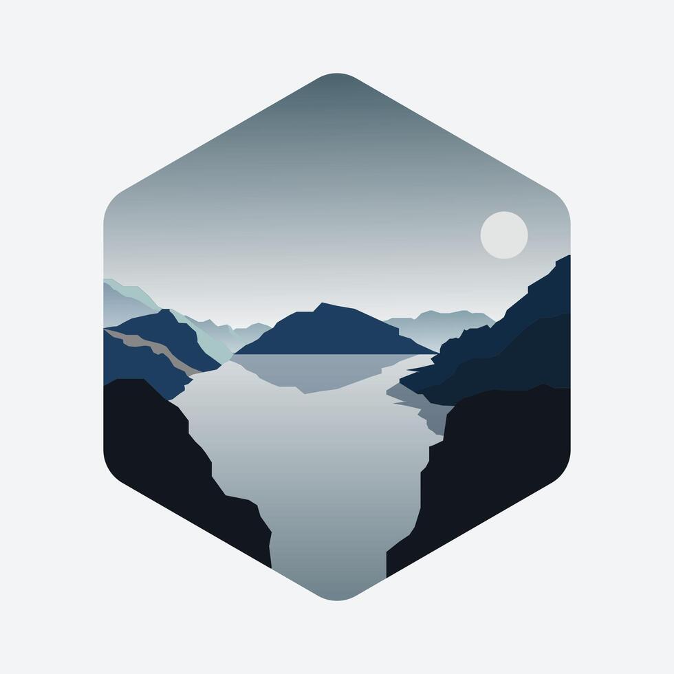 landscape of mountains above the sea with natural view, decoration template vector