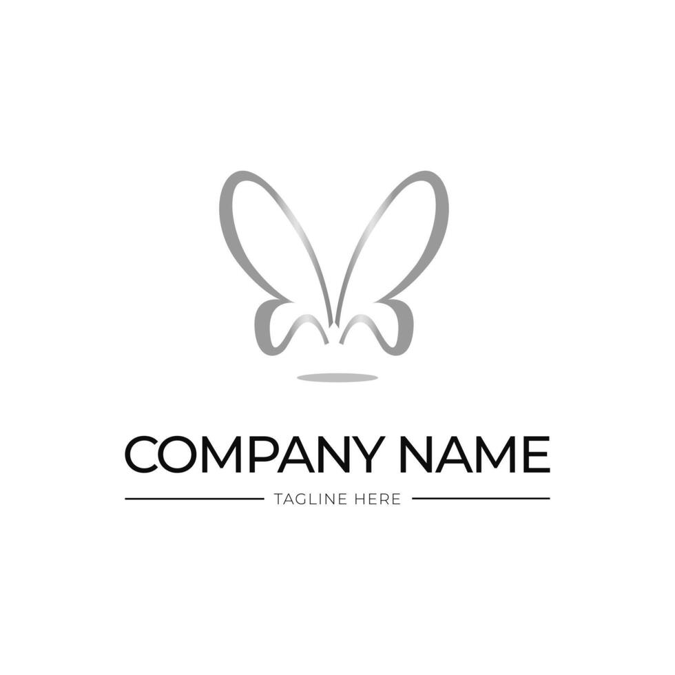 butterfly logo design with silver gradien vector
