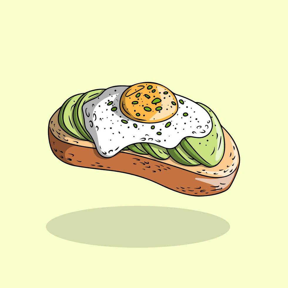 Delicious Avocado Toast with Fried Egg vector