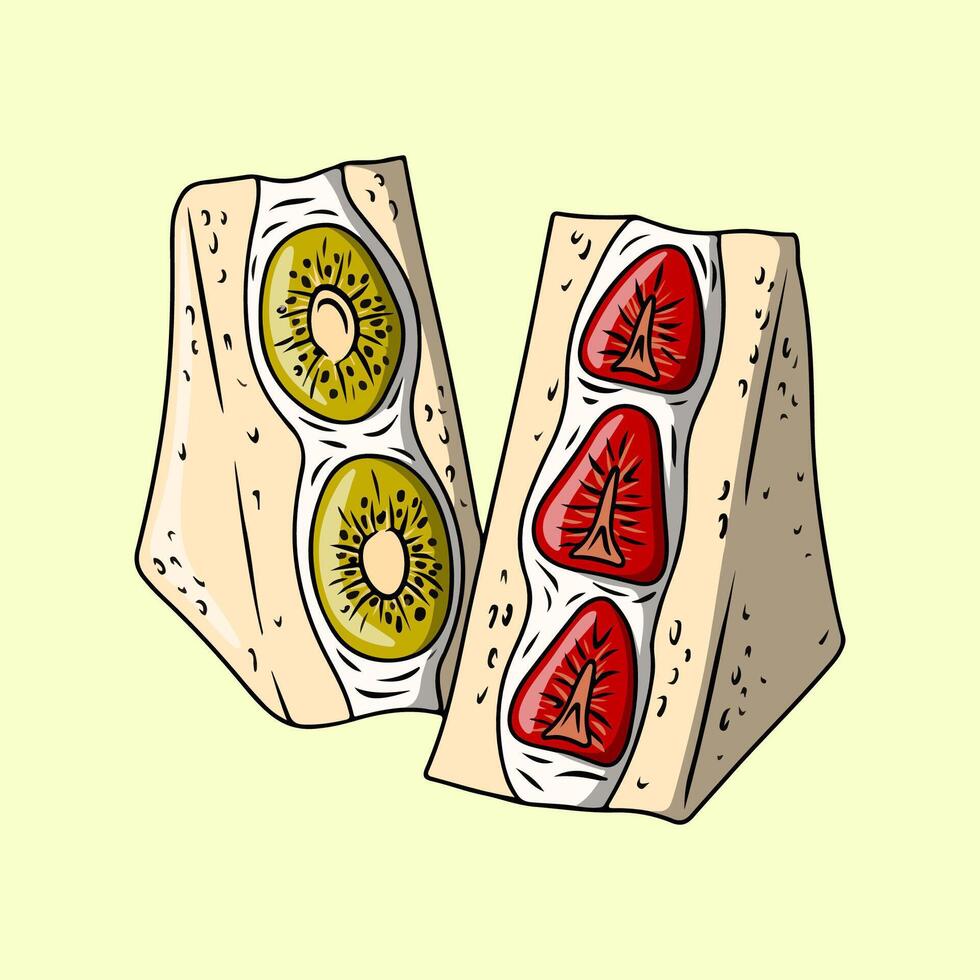 Delicious Kiwi and Strawberry Sandwiches vector