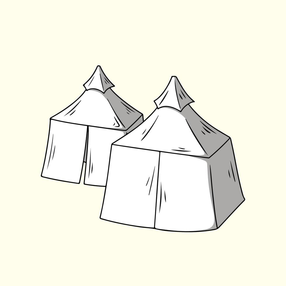 Two tents in Mina on the day of Arafat vector