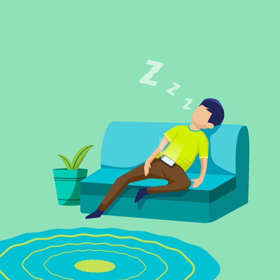 Fell Asleep when Playing Smartphone vector