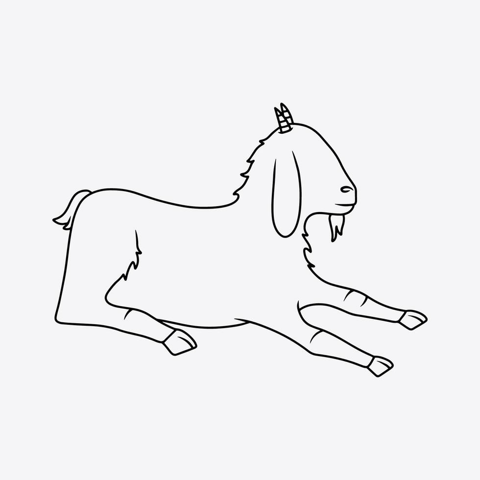 Thin line Illustration of a goat sitting vector