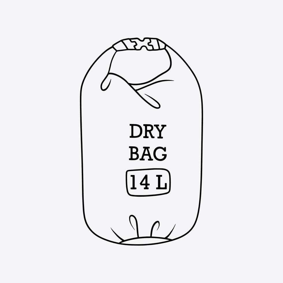 Waterproof dry bag. Thin line illustration vector
