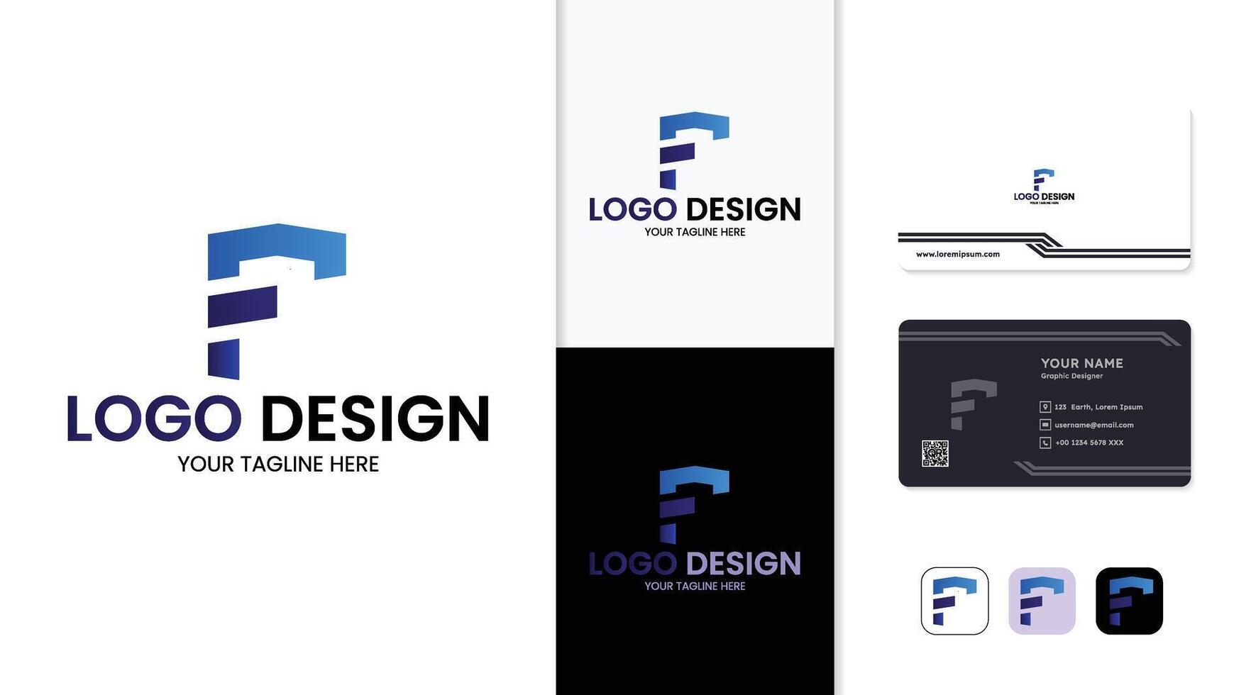 letter f finance logo design including business card vector