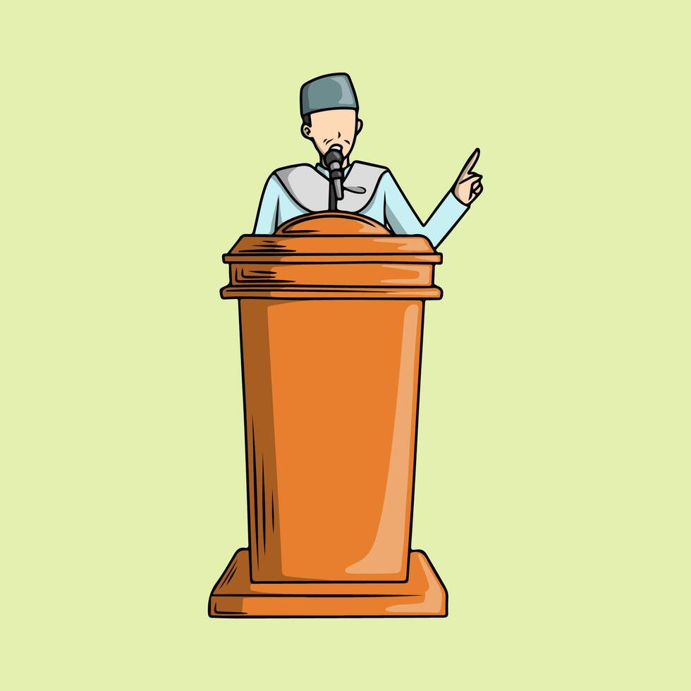 Muslim imam giving a sermon in the pulpit vector