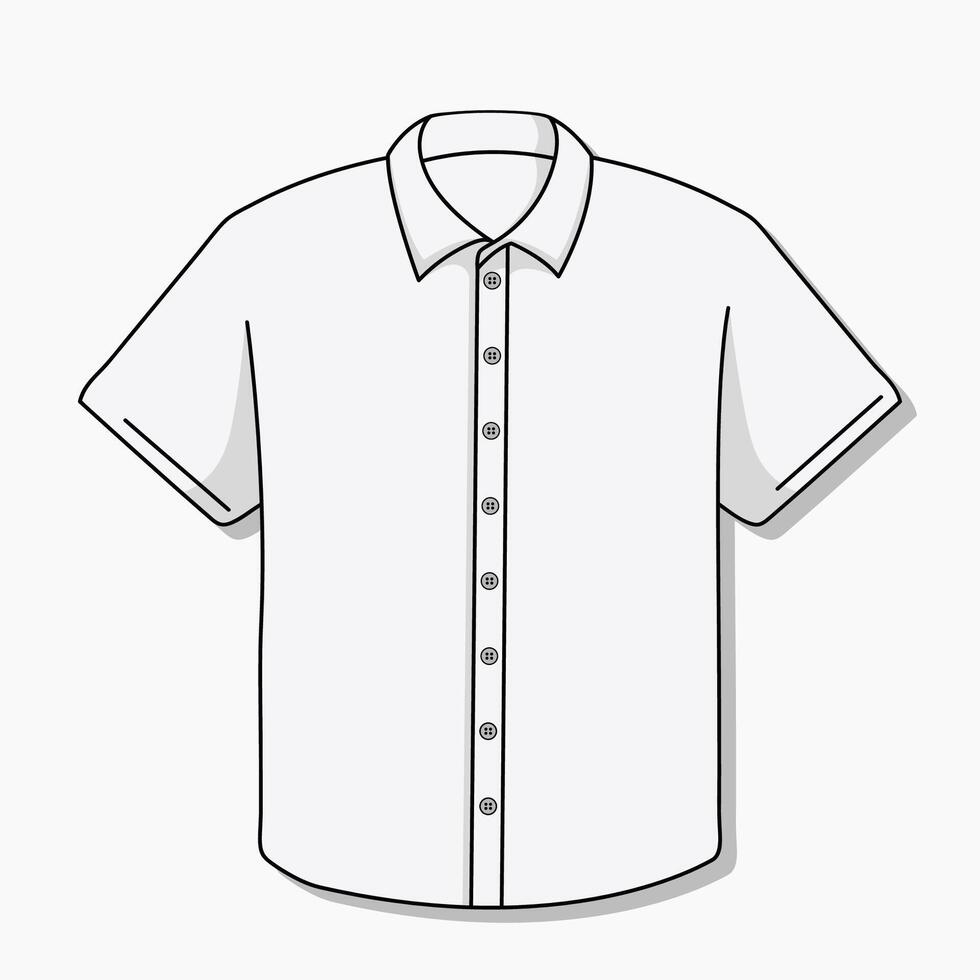 White Short Sleeve Button Down Shirt vector