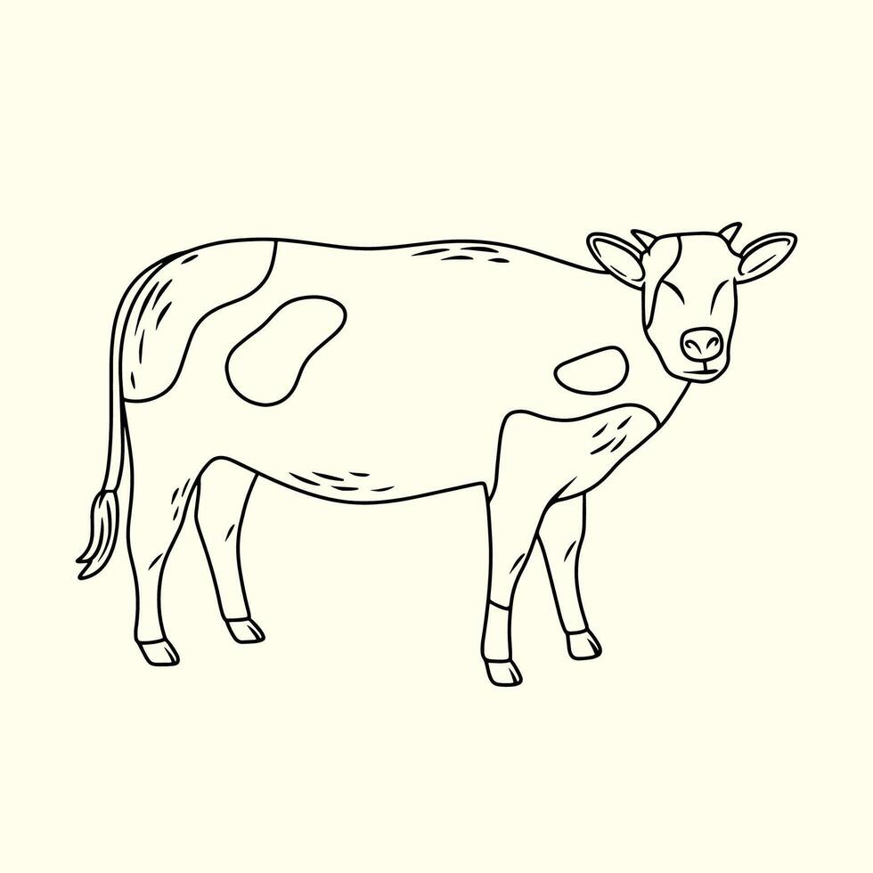 Cow cartoon. Thin line illustration vector