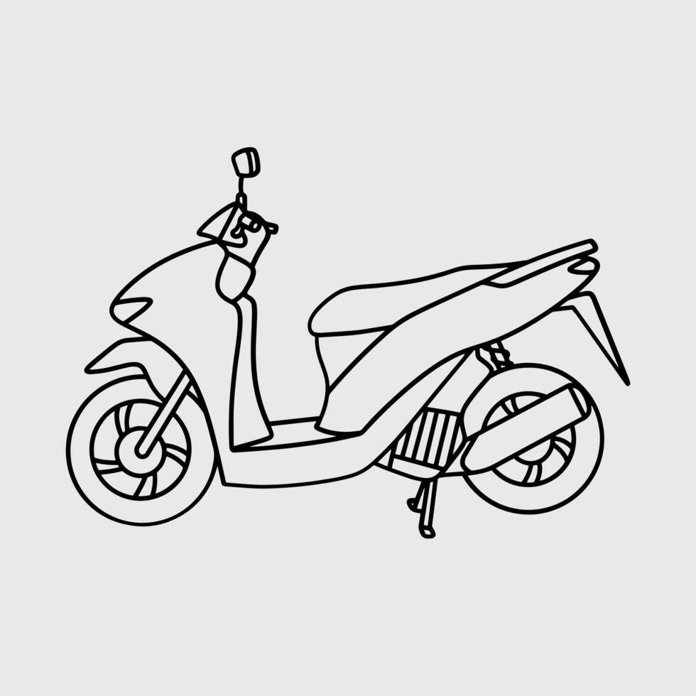 Line drawing of a modern scooter motorcycle vector