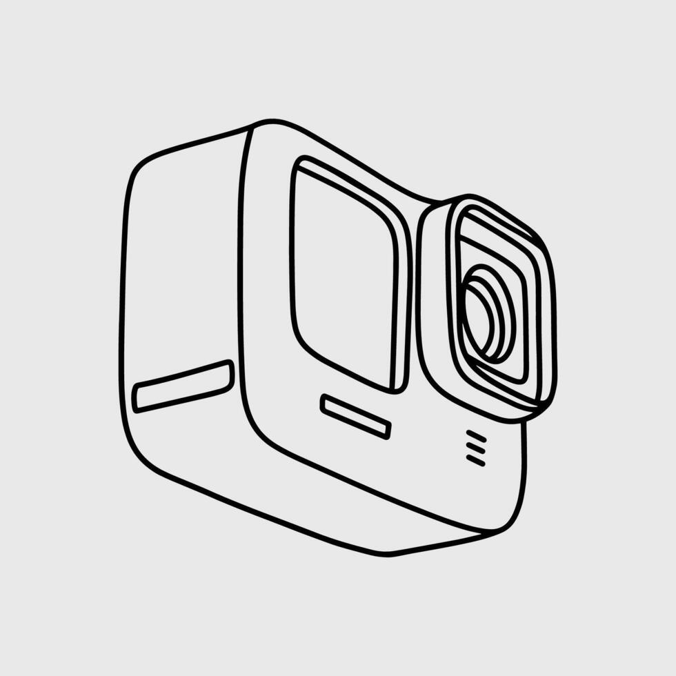 Compact Action Camera Line Art Illustration vector