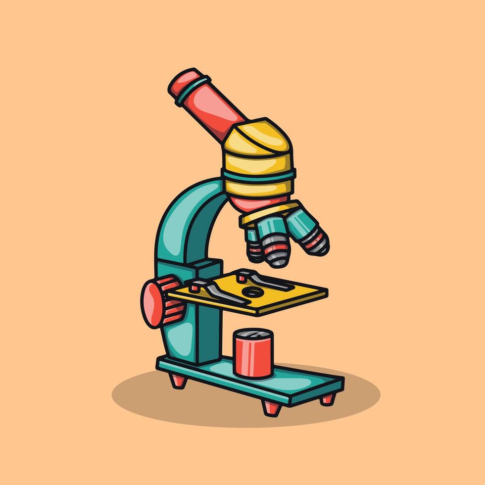 Detailed Colorful Classic Research Microscope vector