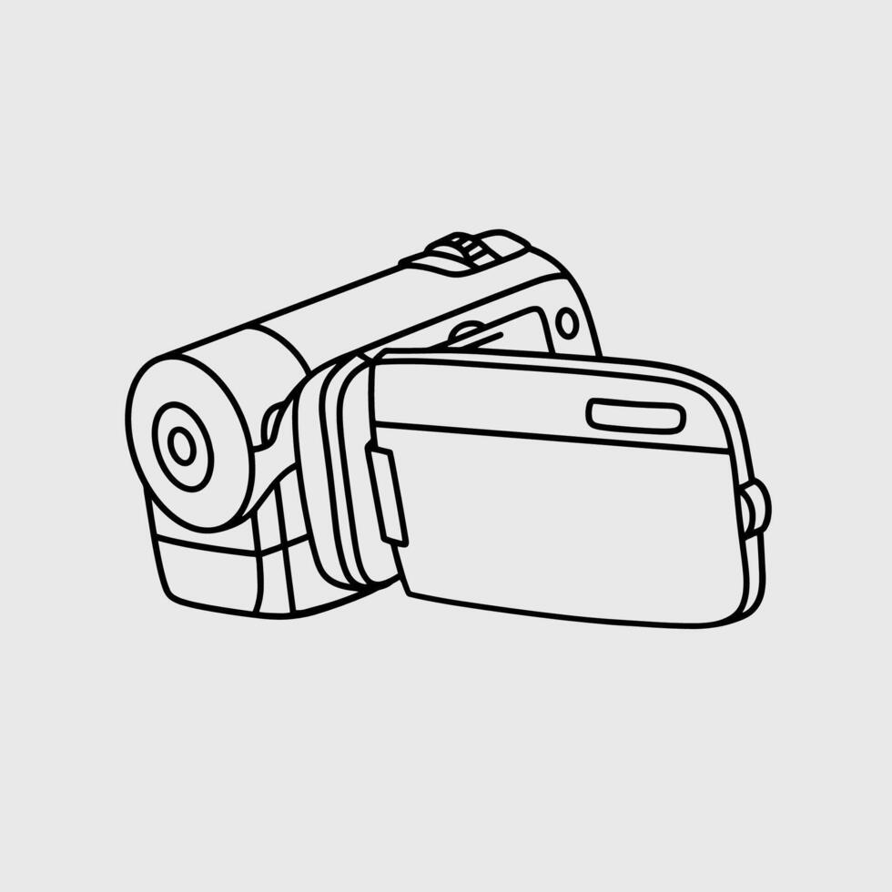 Line Art illustration of a camcorder vector