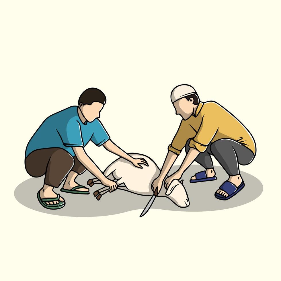 Slaughter of Sacrificial Animals on Eid al-Adha vector