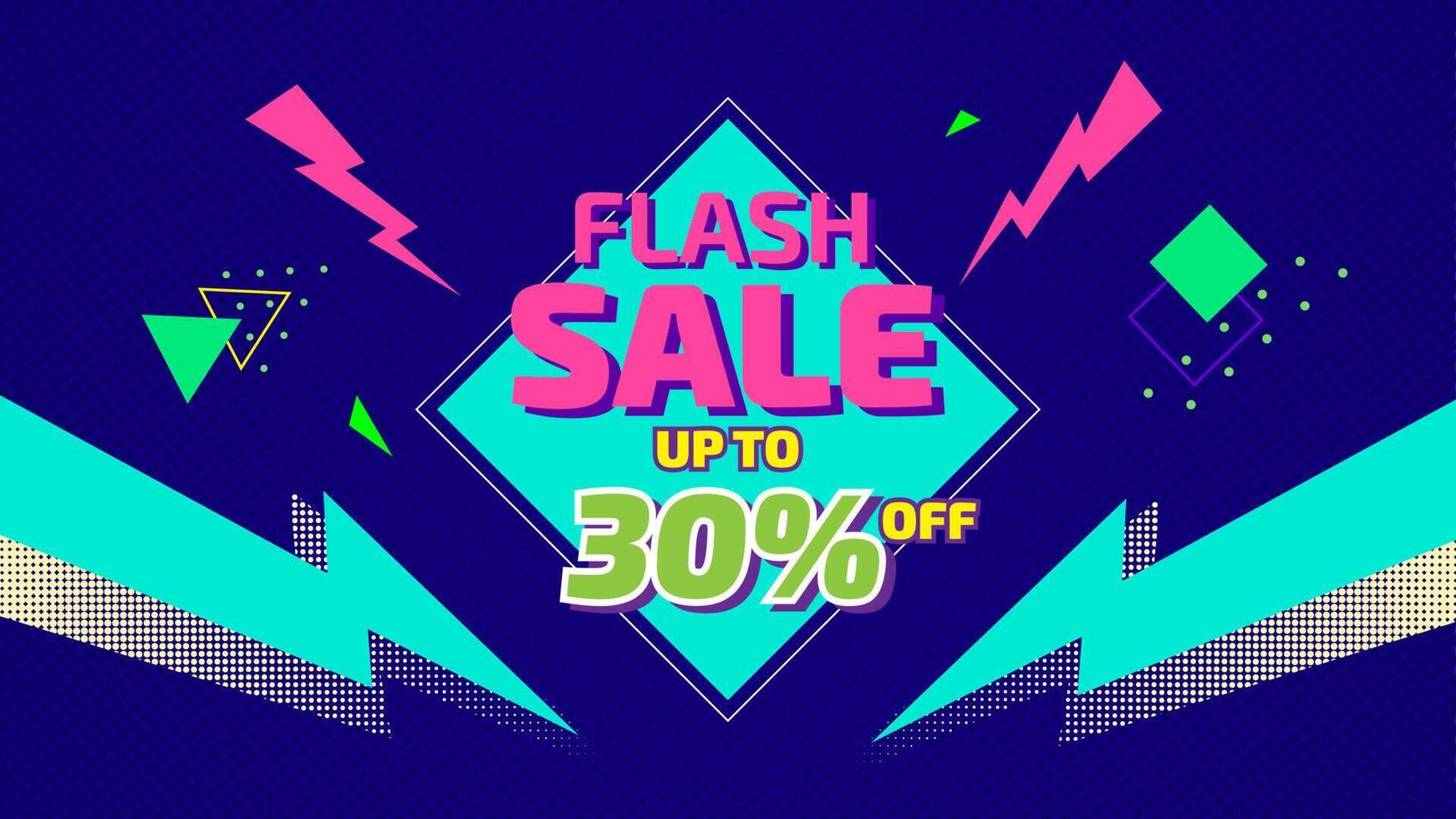 Flash sale banner blue template vector
