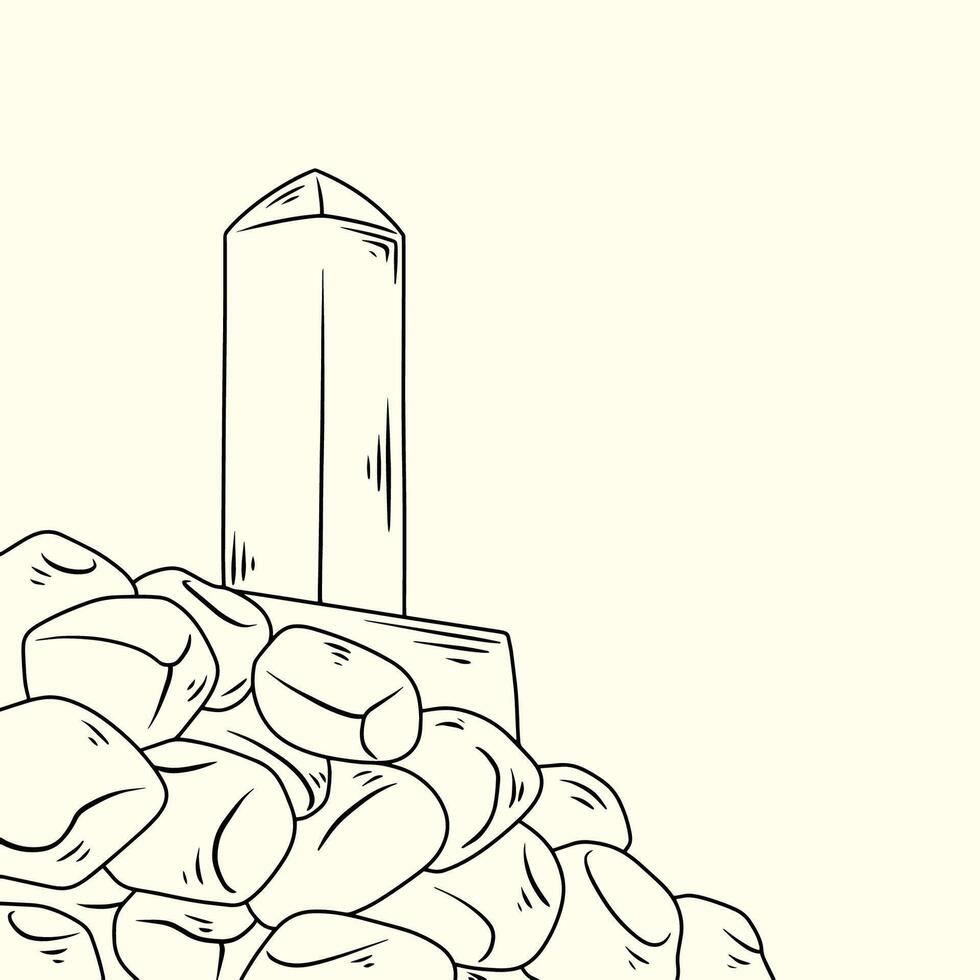 Illustration of Jabal Rahmah in Mina. Thin Line Illustration. vector
