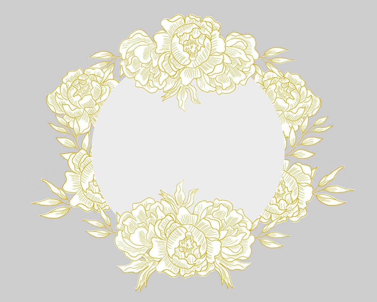 Elegant Peony Wreath Illustration for Wedding Invitations and Decorations vector