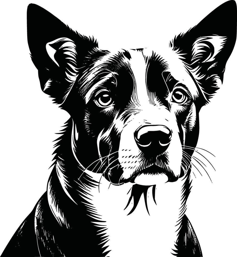 A black and white drawing of a dog vector