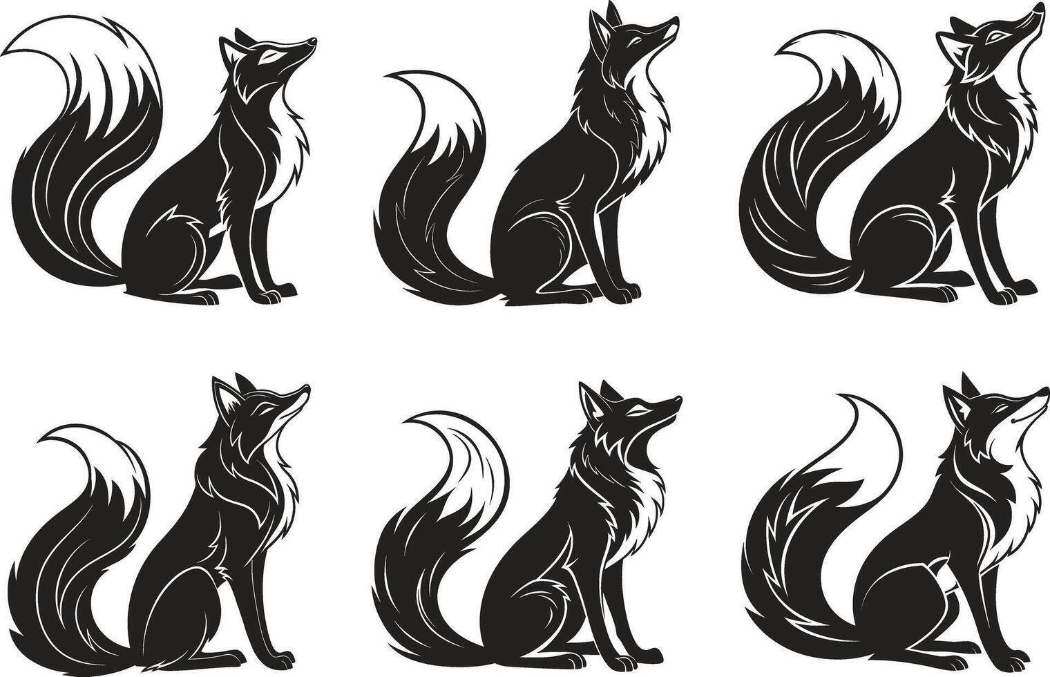 Elegant Fox Silhouettes vector